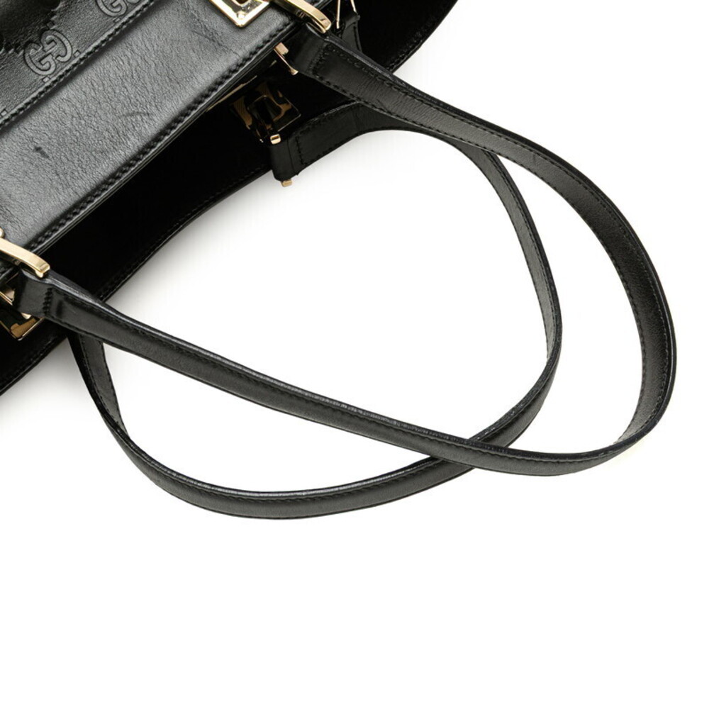 Gucci Guccissima Horsebit Handbag Tote Bag Black Leather - Picture 6 of 8